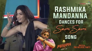 Must Watch Rashmika Mandanna Dances for Saami Saami Song  Pushpa Pre Release Event  Shreyas Media [upl. by Klingel]