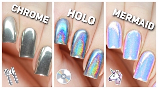 Apply Chrome Holo amp Mermaid Nail Powders PERFECTLY [upl. by Hgieliak]