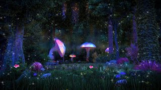 Enchanted Forest Night Ambience ✨🍄🌲 Mystical atmosphere calming nature sounds amp occasional rain [upl. by Marilee321]