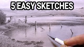 5 Quick amp Easy Graphite Sketches For Beginners [upl. by Pangaro891]