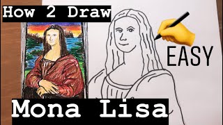 How to Draw EASY Mona Lisa  by Leonardo da Vinci  Step by Step for Kids monalisa howtodraw [upl. by Eoj]