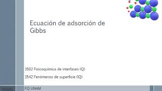 EP11T2 Ecuación de Adsorción de Gibbs 15021542 FSFI CFI FQ UNAM [upl. by Pollie]