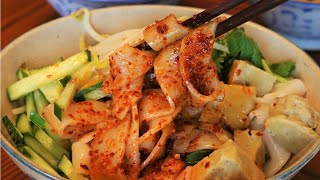 Cold Noodles Recipe Liangpi 凉皮 [upl. by Ahcsatan]