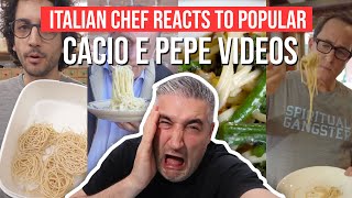 Italian Chef Reacts to Most Popular CACIO E PEPE VIDEOS [upl. by Zaccaria]