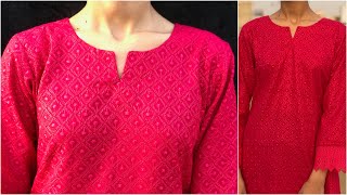 Beautiful Neck Design Cutting and Stitching  Kurti Front Neck Design  Creative Piping Neck Design [upl. by Osanna]