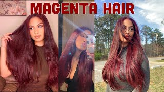 FIRST TIME DYEING MY HAIR MAGENTA RED [upl. by Nylaf]