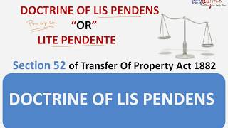 Doctrine of lis pendens Sec 52 TPA [upl. by Dranek537]