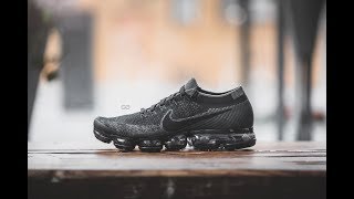 Nike Air Vapormax Flyknit quotTriple Blackquot Review amp OnFeet [upl. by Dougy]