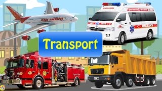 Transport Sounds Learn AIR WATER STREET SPACE Transport  Fire truck Police Car Ambulance Part 01 [upl. by Luing]