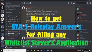 How to get GTA5 Roleplay Answers for filling Application Forms of Whitelist Servers Slayers Groot [upl. by Anayet]