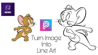 Turn Image into line ArtOutline Image  Using PicsArt  Graphics Designer [upl. by Annairba]