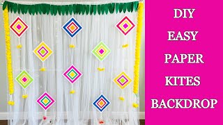 DIY Kites Backdrop  Sankranthi Pongal Decoration  Haldi Backdrop Decoration Ideas At Home [upl. by Vladamar]