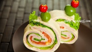 Turkey Ham Wrap Sandwich Recipe [upl. by Naeerb]