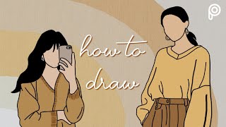 How to draw cartoon portrait  Picsart Tutorial [upl. by Sibley]