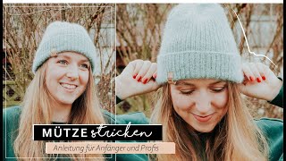 Einfache Mütze stricken  Beanie Strickanleitung für Anfänger [upl. by Ahsiled717]