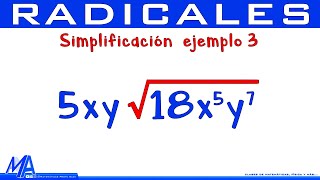 Simplificación de radicales  Ejemplo 3 [upl. by Ayanat]