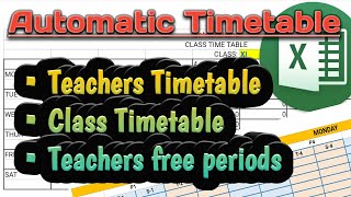 Fully Automated Excel Time Table for Class wise and Teacher wise in Tamil Timetable Exceltimetable [upl. by Cassell]