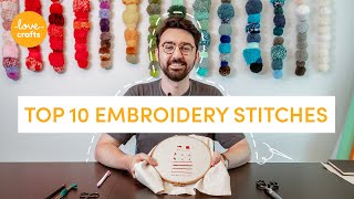 Embroidery for beginners  TOP 10 stitches [upl. by Adriena488]