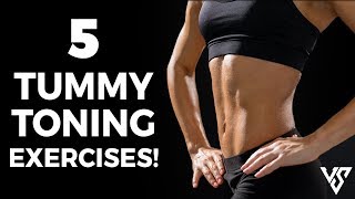 HOW TO FLATTEN YOUR STOMACH 5 Tummy Toning Exercises  V SHRED [upl. by Mcmahon893]