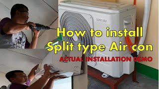 Actual Installation of Split type Air con [upl. by Mullane]