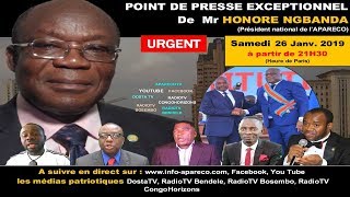 URGENT  Point de Presse Exceptionnel de Mr Honoré Ngbanda Samedi 26012019 [upl. by Inohtna]