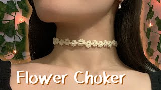 Crochet Flower Choker Necklace Tutorial  BeginnerFriendly and Super Cute [upl. by Spalla]