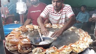 BURGER MAKING  Super Fast Cooking Skills  Egg Anda Bun Kabab at Street Food of Karachi Pakistan [upl. by Cirdec70]