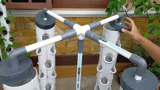 DIY  How to make Vertical Hydroponic System using 4 Towers Part 2  hydroponic farming at home [upl. by Abel455]