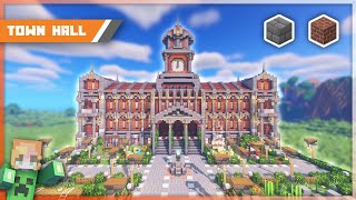 【Minecraft】How to build a Town Hall 16  Brick survival Base [upl. by Enoob]