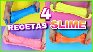 4 RECETAS PARA HACER SLIME  SLIME FÁCIL Y SIN BÓRAX  NatyGloss [upl. by Tamera494]