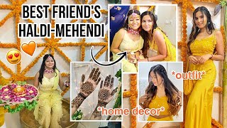 HaldiMehendi Vlog  Home Setup Decor Outfit Hair amp More [upl. by Sutniuq752]