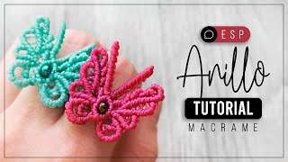 Anillo Mariposa » 🦋 tutorial  como hacer mariposa de hilo  diy ● Macrame 189 [upl. by Lewendal]