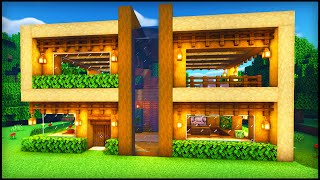 Minecraft Wooden Modern House How to build a Cool Modern House Tutorial [upl. by Natrav]