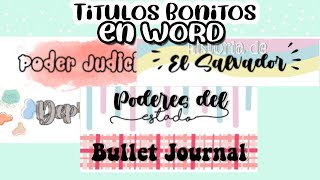 como hacer TITULOS BONITOS en WORD [upl. by Herzberg]