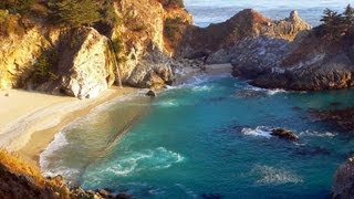 ♥♥ Relaxing 3 Hour Video of a Waterfall on an Ocean Beach at Sunset [upl. by Maire]