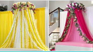 DIY Mehndi amp Haldi Decor DiyHula Hoop Floral Traditional Backdrop DIYDesi wedding Decor [upl. by Atiuqat]