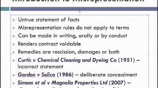 Misrepresentation Lecture 1 of 4 [upl. by Grantley]