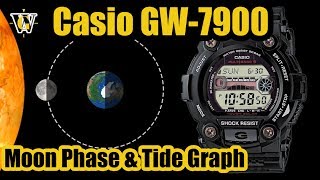 Casio GW 7900 Moon Phase amp Tide Graph Function  how to setup and use [upl. by Niffirg]