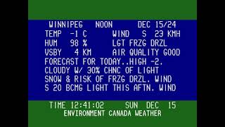 Winnipeg Weather Channel Archive  Dec 15th 2024 Part 1 [upl. by Sharman]