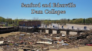 Sanford and Wixom Flood 2020  Drone  Dam Collapse [upl. by Rauscher603]