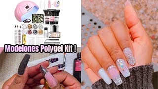 THE BEST BEGINNER POLYGEL KIT Modelones Polygel Nails With Dual Forms That Don’t Break [upl. by Novehc574]