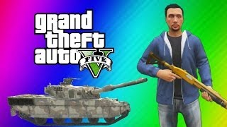 GTA 5 Online Funny Moments Gameplay  Police Station Tank Launch Glitch Wildcat Poop Deep Snow [upl. by Aynam]