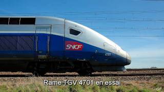 Rame TGV 4701 en essai  Freinage dUrgence [upl. by Kordula283]