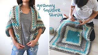 How To Crochet A Granny Square Shrug  Free Cocoon Cardigan Pattern \\ Continuous Granny Square [upl. by Ardnekahs]