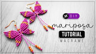 DIY Mariposa » 🦋 tutorial  como hacer aretes de mariposa con hilo  diy ● Macrame butterfly 236 [upl. by Reehsab]