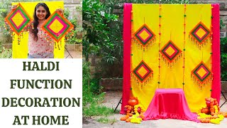 DIY HALDI FUNCTION STAGE DECORATION IDEAS AT HOME LOCKDOWN WEDDING DIY DECOR DIY STAGE FOR 2000 [upl. by Hanauq]