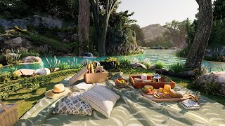 Summer Day Ambience 🌿🌞 Relaxing Lakeside Picnic On A Beautiful Sunny Day With Calming Nature Sounds [upl. by Elie]