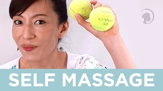 Self Neck Massage With A Tennis Ball Massager 💆‍♀️ [upl. by Esilegna366]