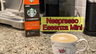 NESPRESSO ESSENZA MINI  Making a Starbucks Cappuccino [upl. by Onairotciv]