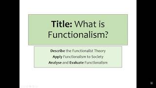 A Sociology AQA Theories Functionalism [upl. by Leonanie721]